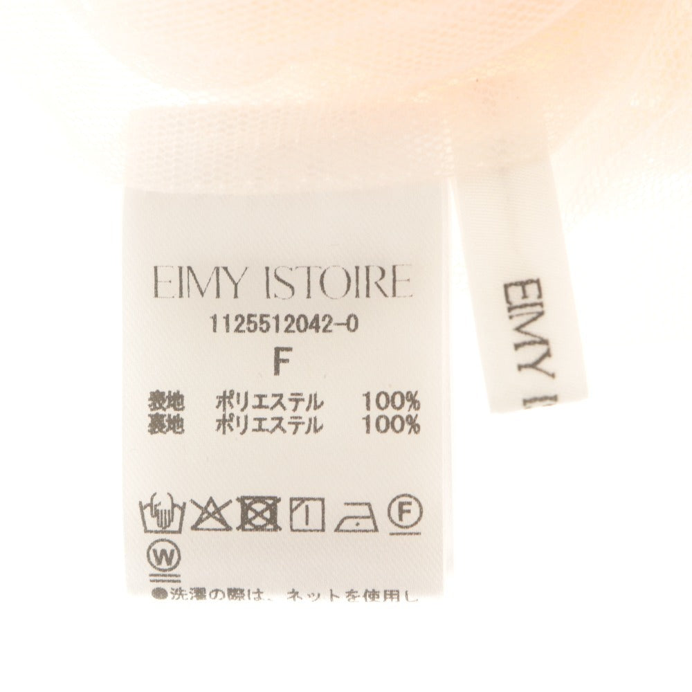 ■ eimy istoire チュールフリルトトップス 半袖 ブラウス 花柄フリル ハーフ レディース F (フリー) ピンクベージュ タグ付き 未使用