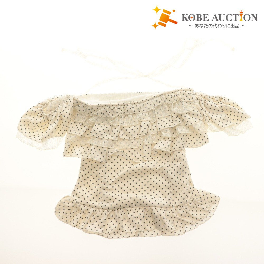 ■ YILON イロン ドットフリルブラウス 半袖 トップス DOT FRILL BLOUSE ドット柄 レディース F (フリーサイズ) アイボリー