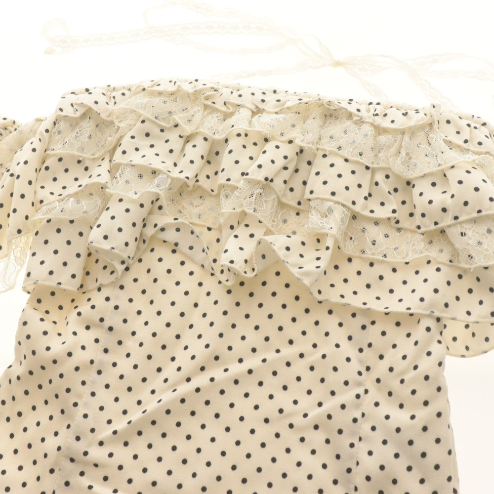 ■ YILON イロン ドットフリルブラウス 半袖 トップス DOT FRILL BLOUSE ドット柄 レディース F (フリーサイズ) アイボリー