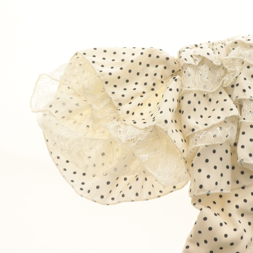 ■ YILON イロン ドットフリルブラウス 半袖 トップス DOT FRILL BLOUSE ドット柄 レディース F (フリーサイズ) アイボリー