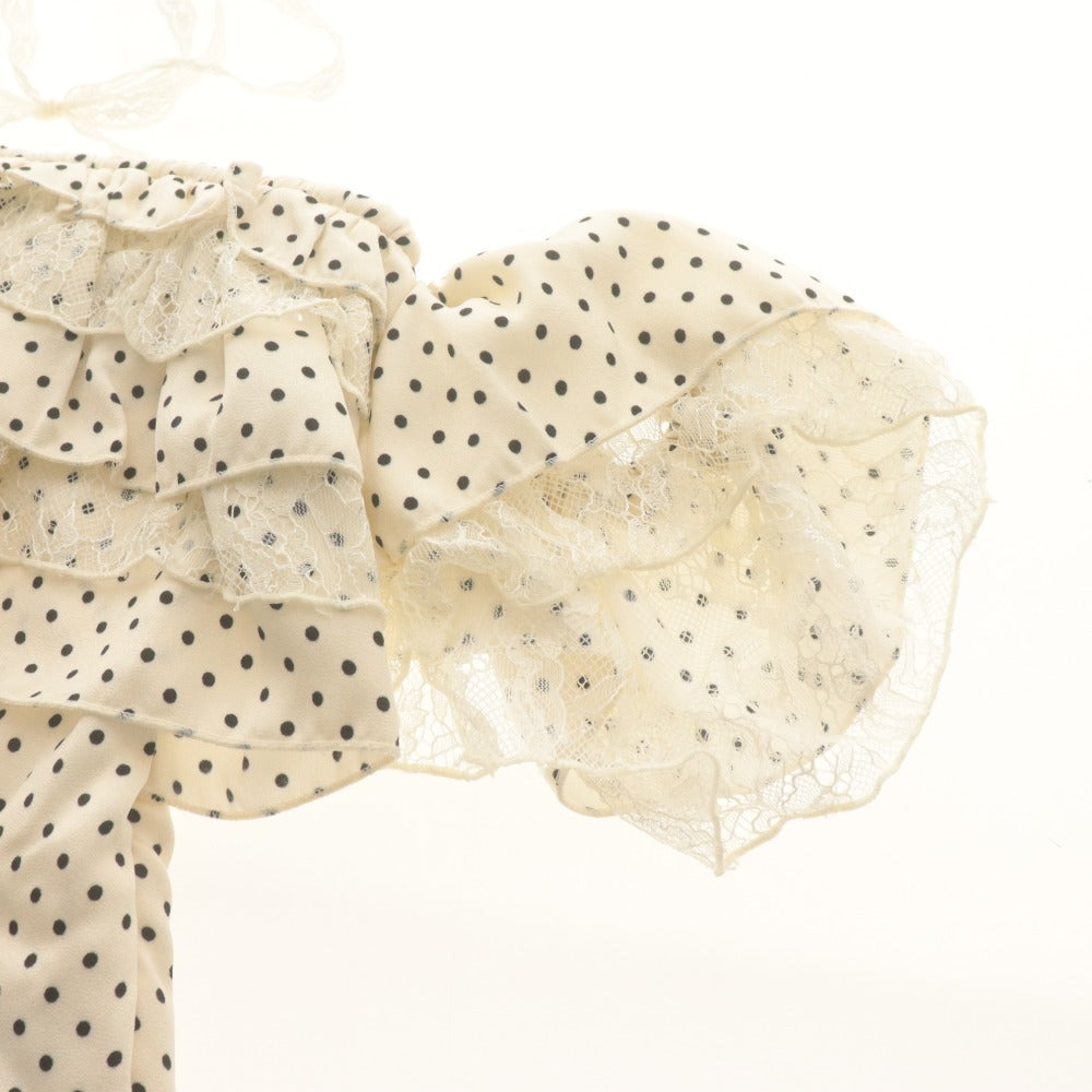 ■ YILON イロン ドットフリルブラウス 半袖 トップス DOT FRILL BLOUSE ドット柄 レディース F (フリーサイズ) アイボリー