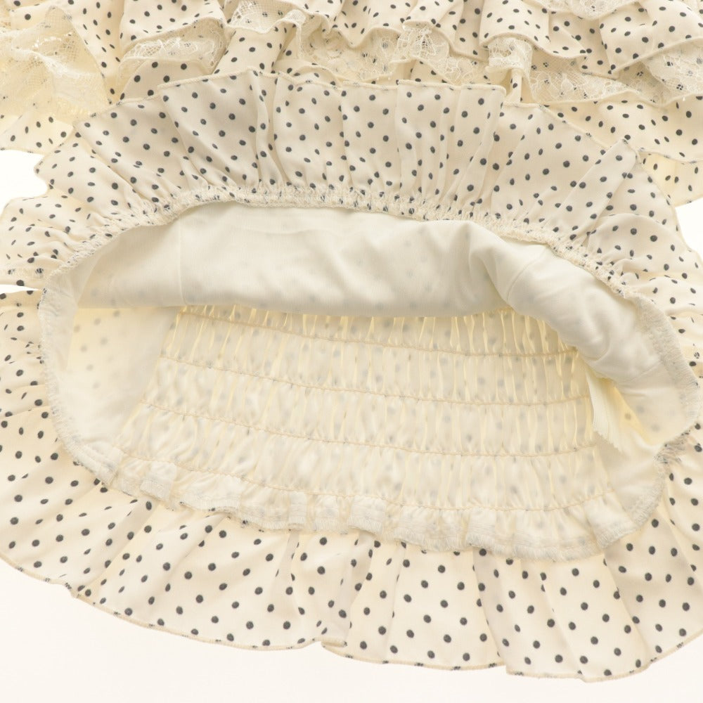 ■ YILON イロン ドットフリルブラウス 半袖 トップス DOT FRILL BLOUSE ドット柄 レディース F (フリーサイズ) アイボリー