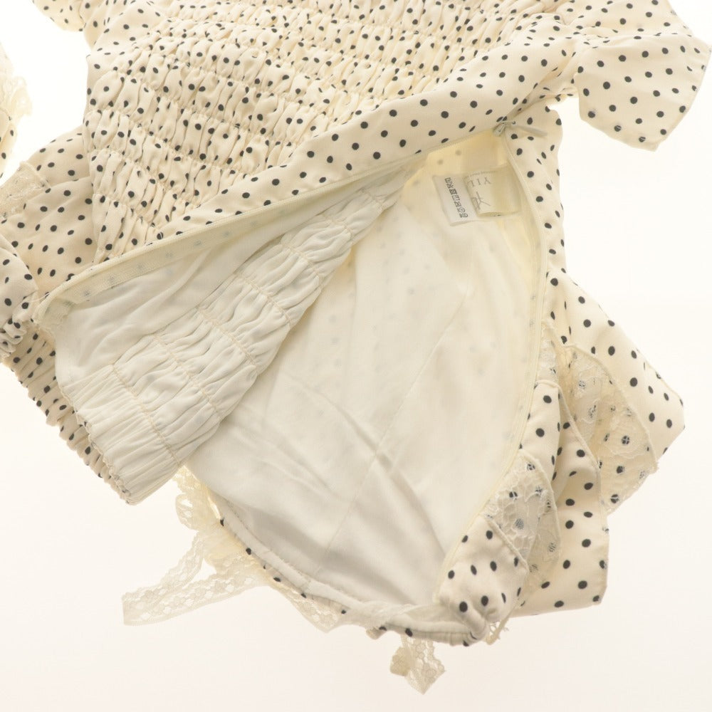 ■ YILON イロン ドットフリルブラウス 半袖 トップス DOT FRILL BLOUSE ドット柄 レディース F (フリーサイズ) アイボリー