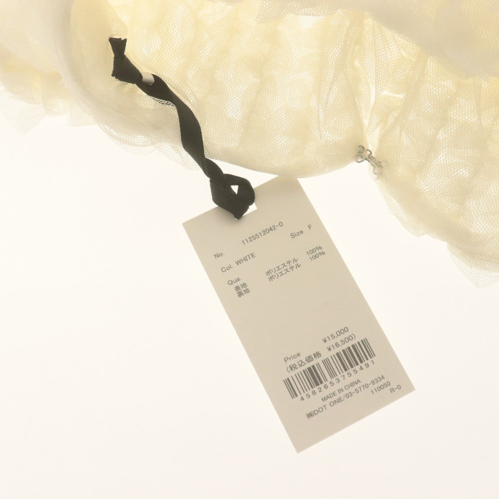 ■ eimy istoire チュールフリルトトップス 半袖 ブラウス シャツ 花柄フリル ハーフ レディース F (フリー) アイボリー タグ付き 未使用