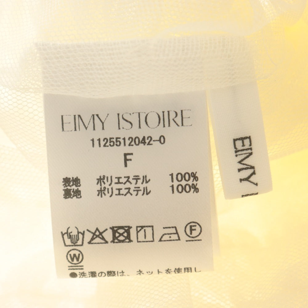 ■ eimy istoire チュールフリルトトップス 半袖 ブラウス シャツ 花柄フリル ハーフ レディース F (フリー) アイボリー タグ付き 未使用