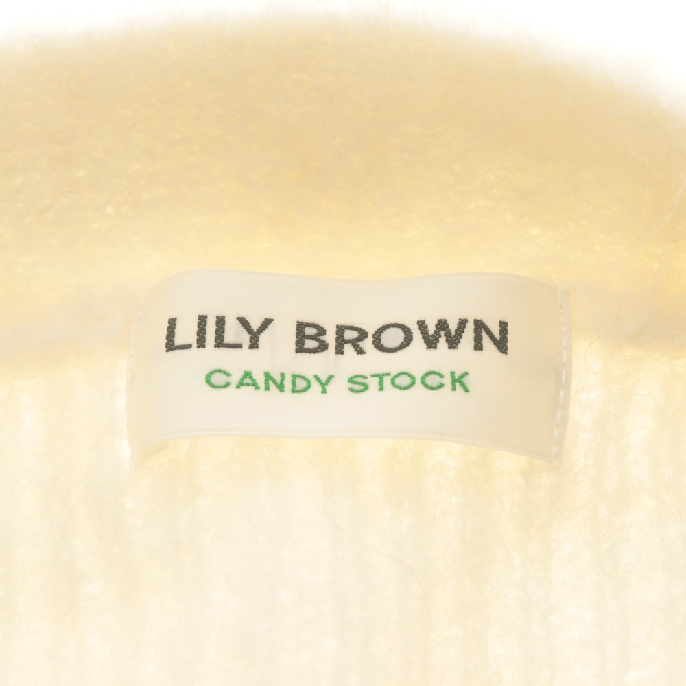 ■ LILY BROWN カーディガン キャミソール ビスチェ ビジューリボンニット 長袖 トップス レディース F フリー アイボリー タグ付き未使用