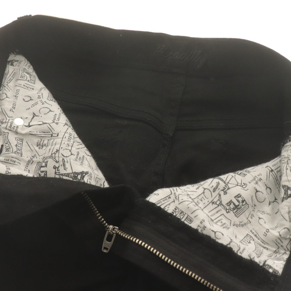 ■ FURFUR x PICCADILLY コラボ デニムパンツ ジーンズ ボトムス ロゴ レディース XS ブラック 黒