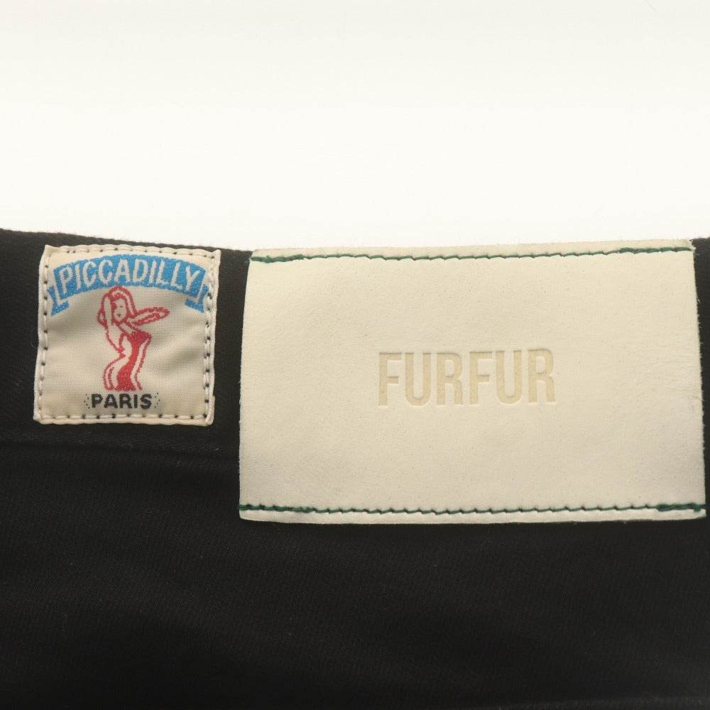 ■ FURFUR x PICCADILLY コラボ デニムパンツ ジーンズ ボトムス ロゴ レディース XS ブラック 黒