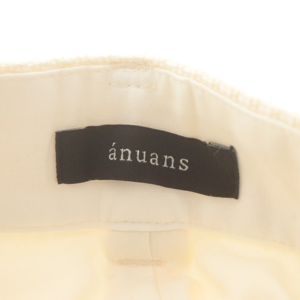 ■ anuans アニュアンス パンツ ツイードフリンジフレア ボトムス 前カン レディース M アイボリー 白 タグ付き 未使用