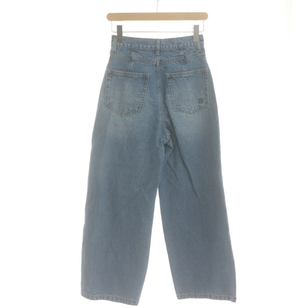 ■ Lily Brown CANDY STOCK デニムパンツ ハートビジューワイド ジーンズ ボトムス 綿 レディース 0 (S相当) ネイビー系 タグ付き 未使用