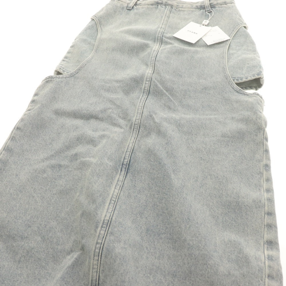 ■ CLANE クラネ デニムスカート サークルカット レイヤード ロング ボトムス 綿 レディース 0 (XS相当) ライトブルー タグ付き 未使用