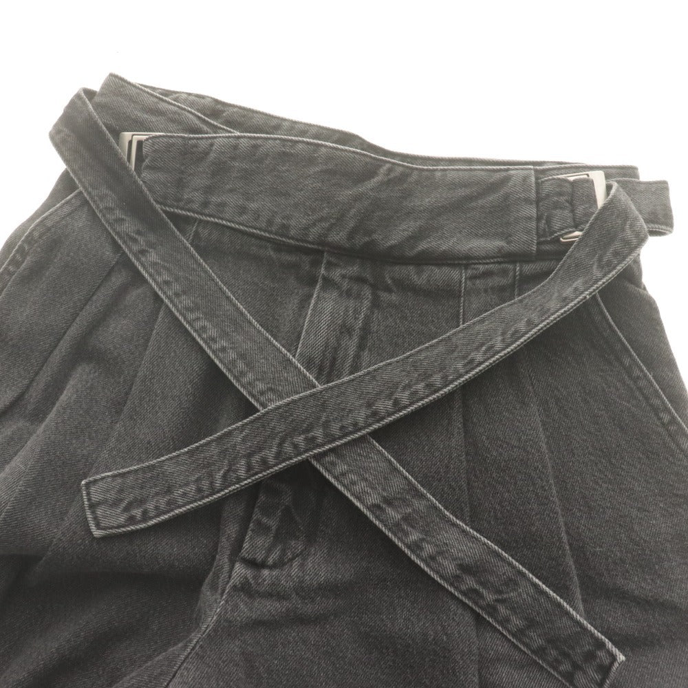 ■ MIESROHE ミースロエ デニムパンツ グルカデザインオーガニック ボトムス ベルト 日本製 レディース 0 (S相当) ダークグレー