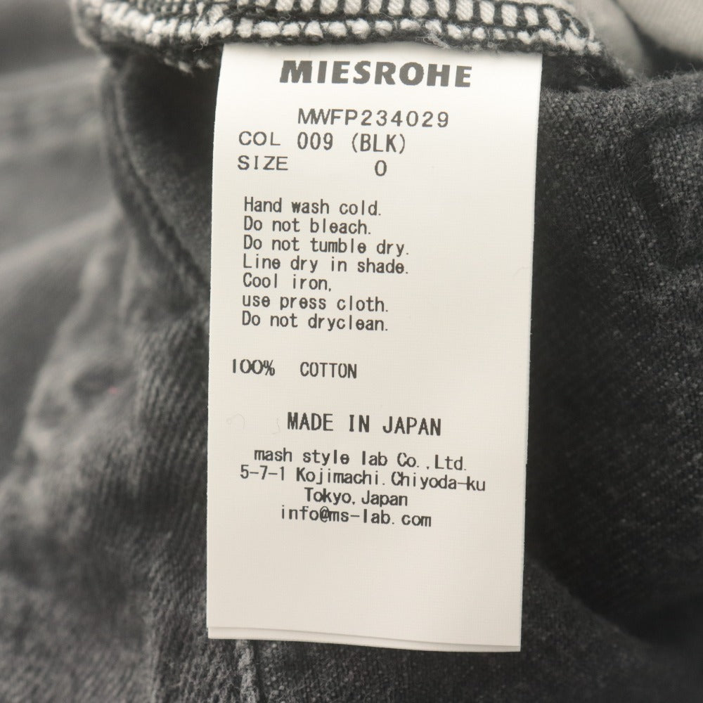 ■ MIESROHE ミースロエ デニムパンツ グルカデザインオーガニック ボトムス ベルト 日本製 レディース 0 (S相当) ダークグレー