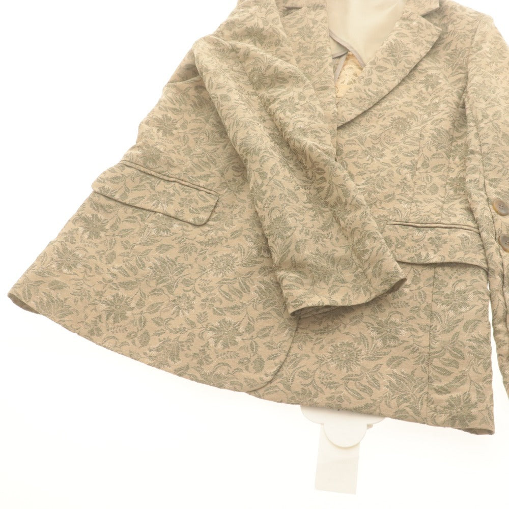 ■ Lily Brown スリーブスリットジャケット 長袖 アウター 花柄 ボタン レディース F (フリー) ベージュ カーキグレー タグ付き 未使用