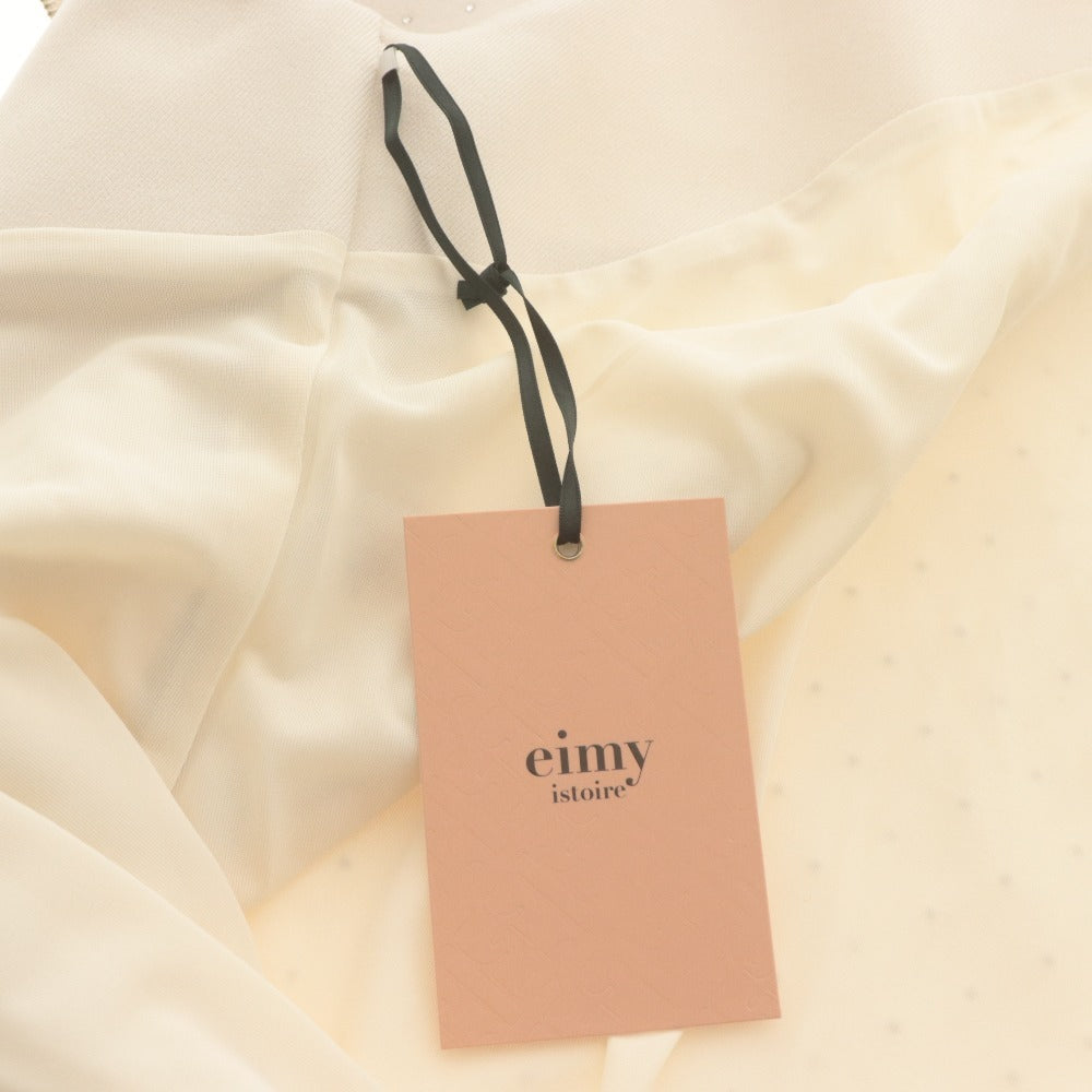 ■ eimy istoire ビジュートリムミニワンピース ノースリーブ トップス ショート ビーズ柄 レディース S ピンクベージュ系 タグ付き未使用