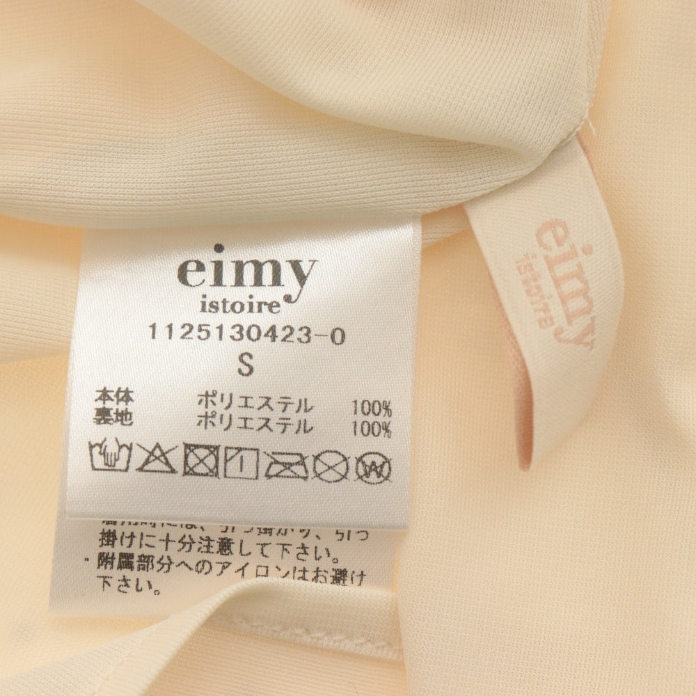 ■ eimy istoire ビジュートリムミニワンピース ノースリーブ トップス ショート ビーズ柄 レディース S ピンクベージュ系 タグ付き未使用