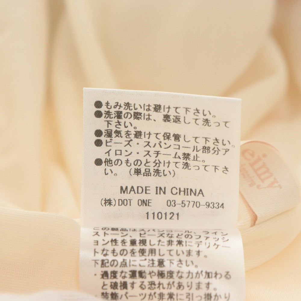 ■ eimy istoire ビジュートリムミニワンピース ノースリーブ トップス ショート ビーズ柄 レディース S ピンクベージュ系 タグ付き未使用