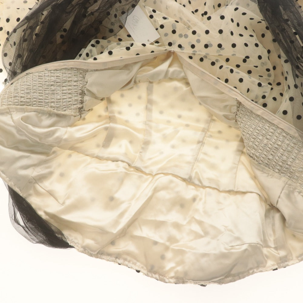 ■ Treat ?rself トリートユアセルフ ティアードフリルスカート ロング ボトムス ドット柄 レディース F アイボリー 黒 タグ付き 未使用