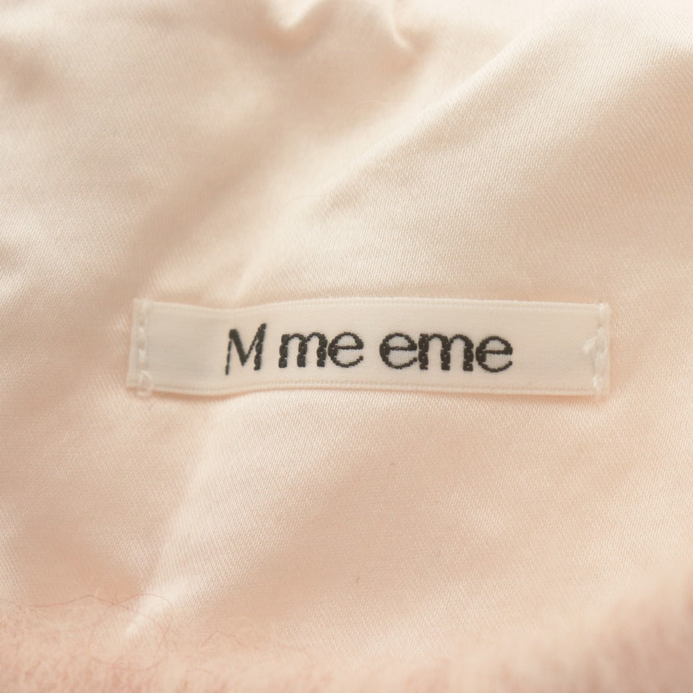 ■ M me eme エムミーエメ ミニワンピース 長袖 トップス ニット ショート レディース F (フリー) ピンクベージュ 付属品 タグ付き 未使用
