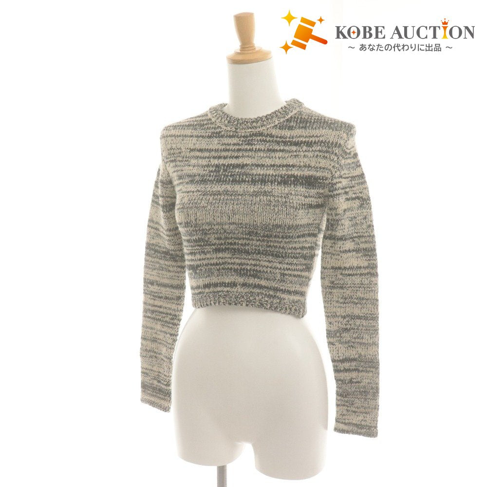 ■ CLANE クラネ ショートセーター 長袖 トップス COTTON SHORT KNIT TOPS コットンショートニット レディース 1 (S相当) ベージュ系 黒