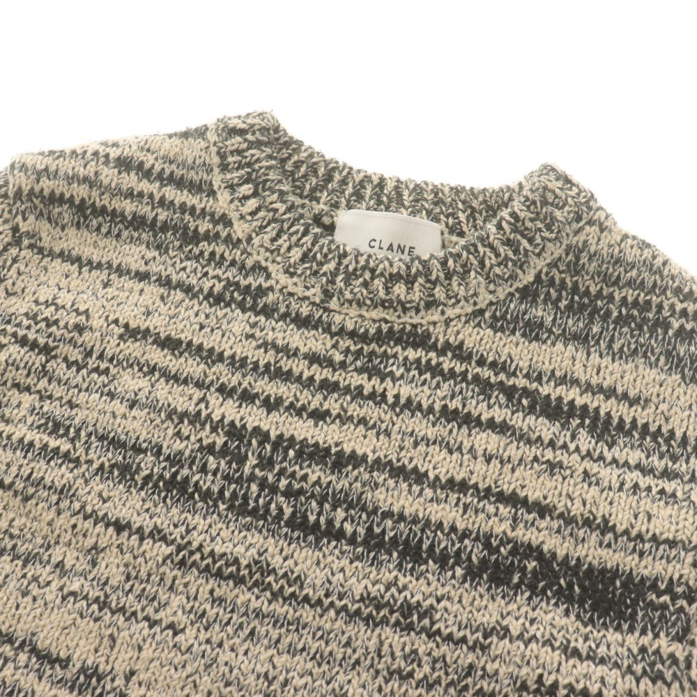 ■ CLANE クラネ ショートセーター 長袖 トップス COTTON SHORT KNIT TOPS コットンショートニット レディース 1 (S相当) ベージュ系 黒