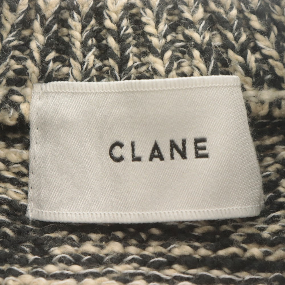 ■ CLANE クラネ ショートセーター 長袖 トップス COTTON SHORT KNIT TOPS コットンショートニット レディース 1 (S相当) ベージュ系 黒