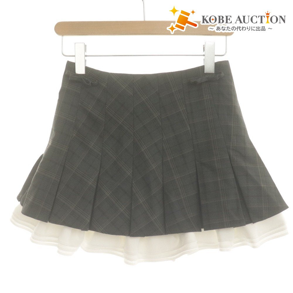 ■ トリートユアセルフ キャロットスカート ショートパンツ ボトムス 学生制服風 チェック レディース F(S)ダークグレー系 タグ付き未使用