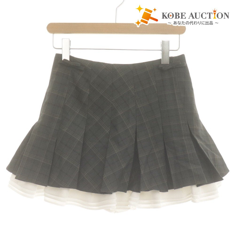 ■ トリートユアセルフ キャロットスカート ショートパンツ ボトムス 学生制服風 チェック レディース F(M) ダークグレー系 タグ付 未使用