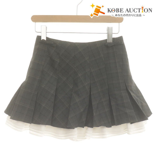 ■ トリートユアセルフ キャロットスカート ショートパンツ ボトムス 学生制服風 チェック レディース F(M) ダークグレー系 タグ付 未使用