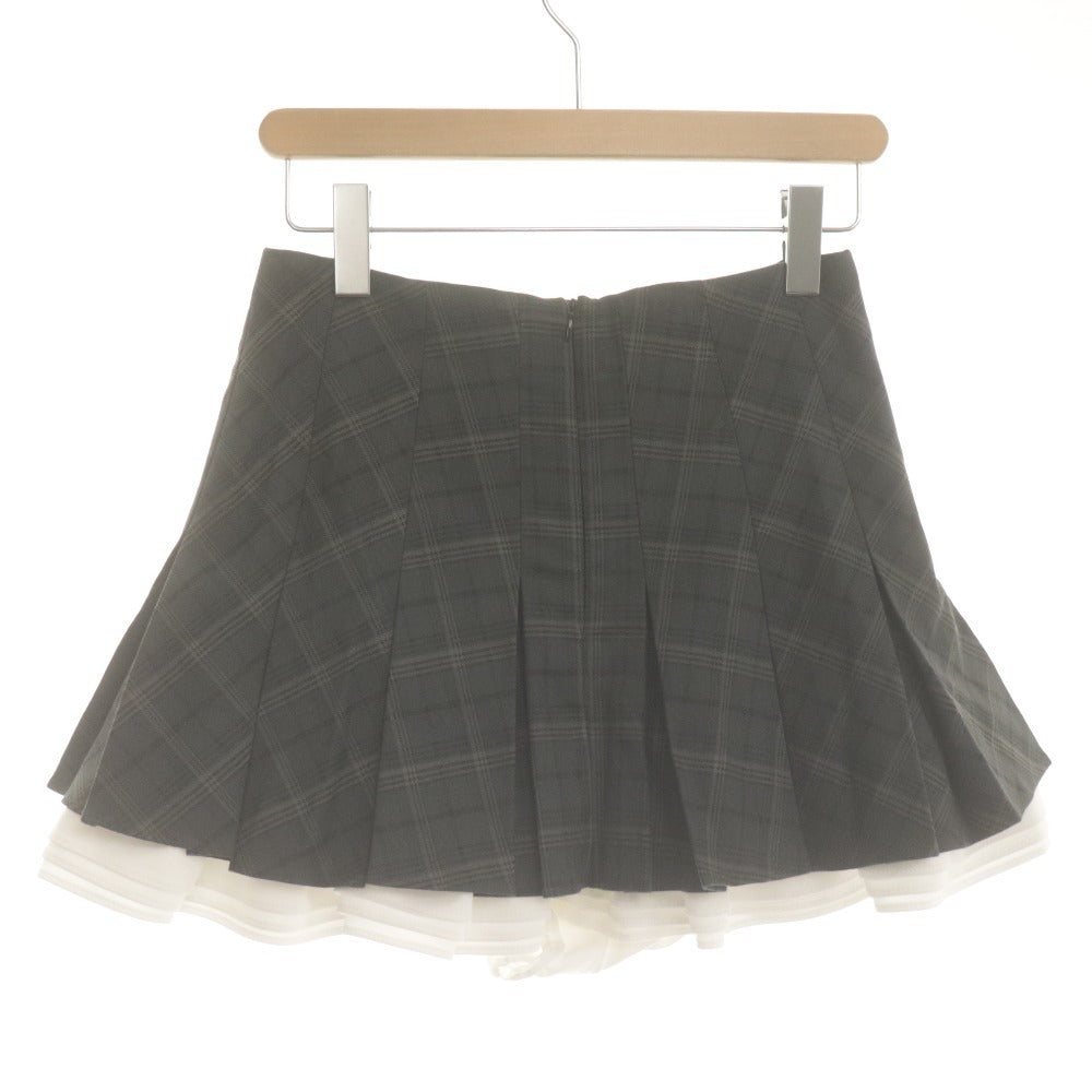 ■ トリートユアセルフ キャロットスカート ショートパンツ ボトムス 学生制服風 チェック レディース F(M) ダークグレー系 タグ付 未使用