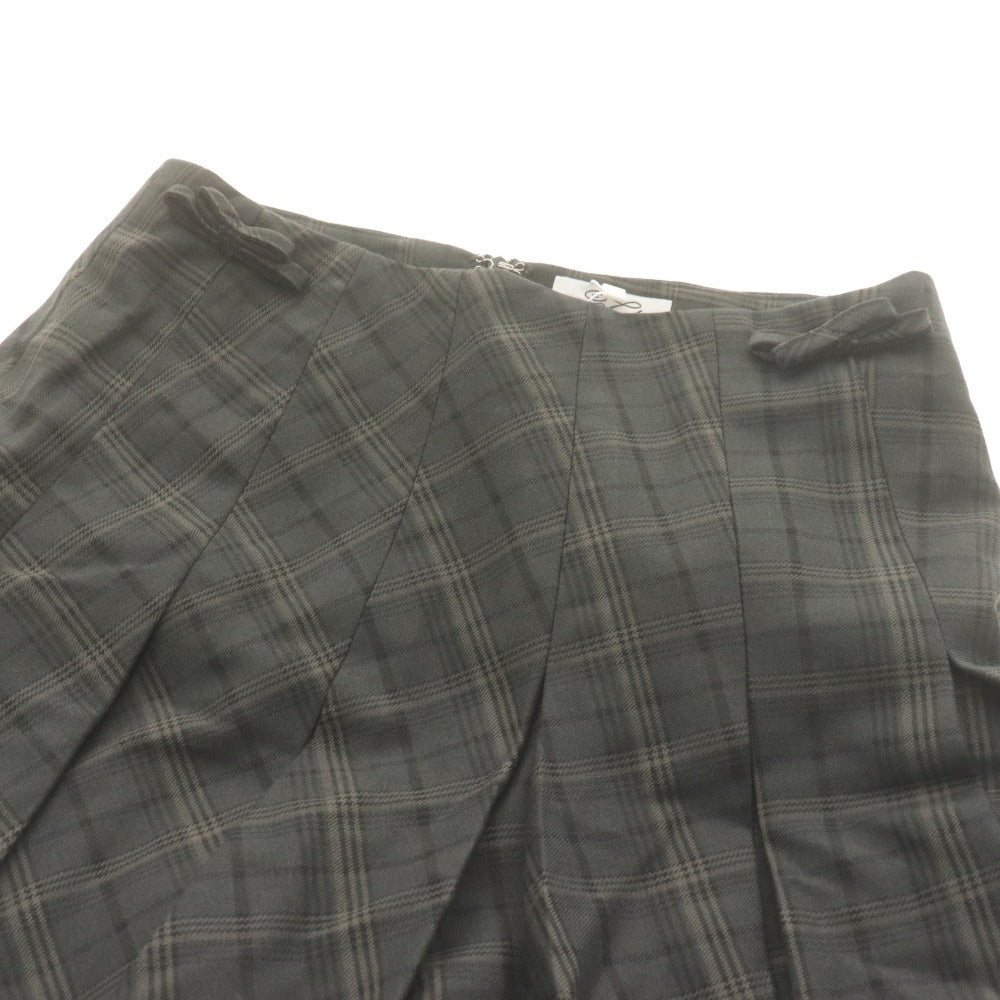 ■ トリートユアセルフ キャロットスカート ショートパンツ ボトムス 学生制服風 チェック レディース F(M) ダークグレー系 タグ付 未使用