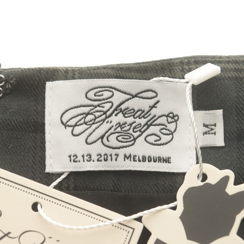 ■ トリートユアセルフ キャロットスカート ショートパンツ ボトムス 学生制服風 チェック レディース F(M) ダークグレー系 タグ付 未使用