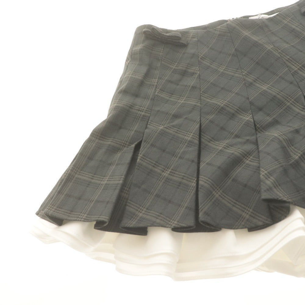 ■ トリートユアセルフ キャロットスカート ショートパンツ ボトムス 学生制服風 チェック レディース F(M) ダークグレー系 タグ付 未使用