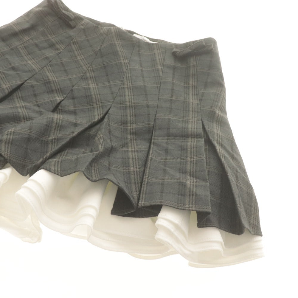 ■ トリートユアセルフ キャロットスカート ショートパンツ ボトムス 学生制服風 チェック レディース F(M) ダークグレー系 タグ付 未使用