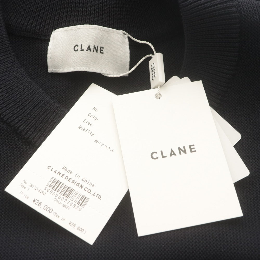 ■ CLANE クラネ ロングワンピース フリル半袖 トップス レディース 1 (S相当) ネイビー タグ付き 未使用