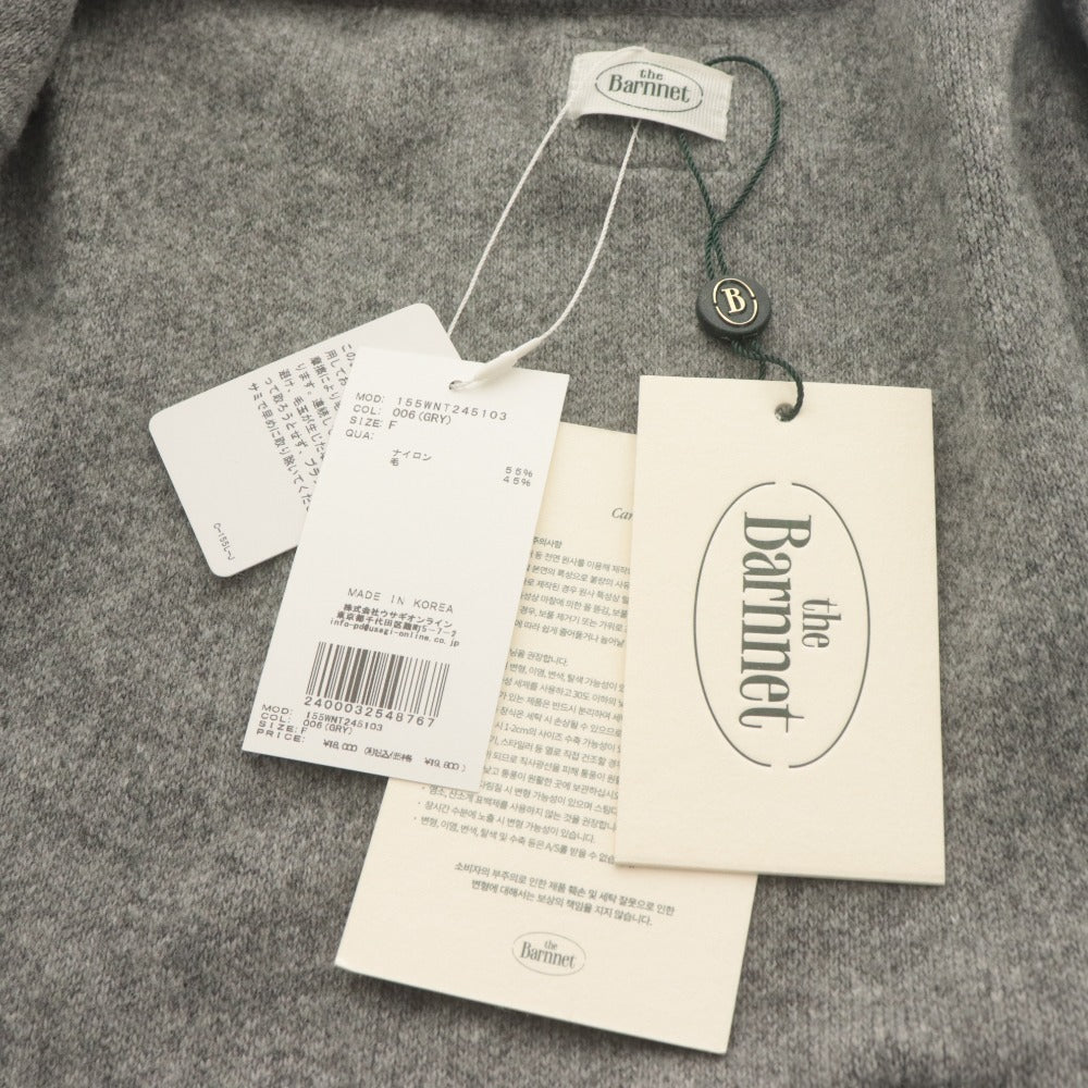 ■ The Barnnet ザバーネット パーカー ハーフ ショート 長袖 トップス ニット ジップアップ レディース F グレー タグ付き 未使用