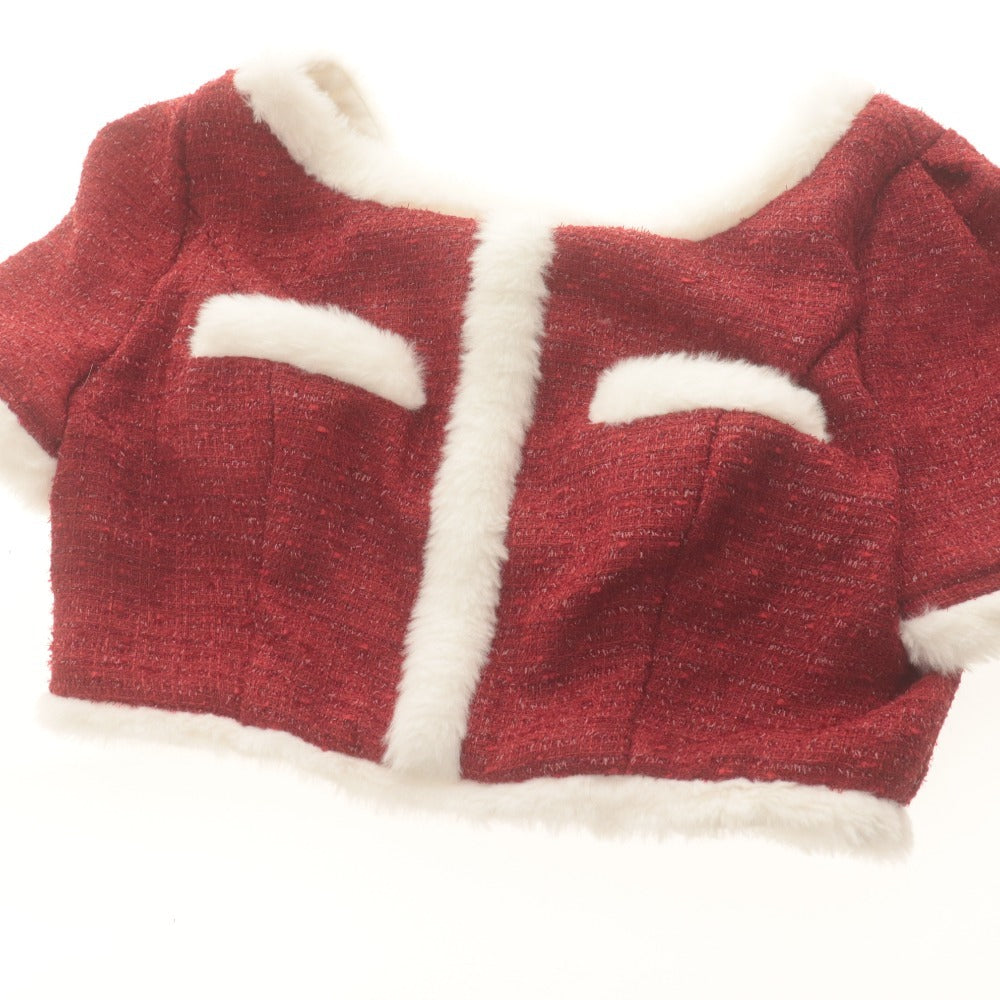 ■ sugar nine サンタコスプレ ハーフシャツ ミニスカート セットアップ 半袖トップス ギンガム柄 レディース M 赤 レッド 付属品付き