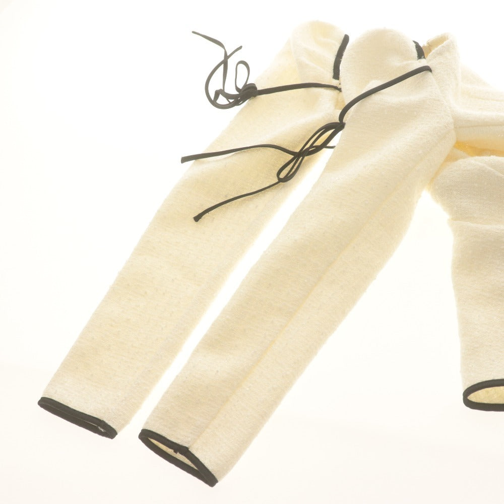 ■ M me eme エムミーエメ ドーリーワンピース 長袖 トップス ミニ ひざ丈 Ribbon trim tweed レディース F アイボリー タグ付き 未使用