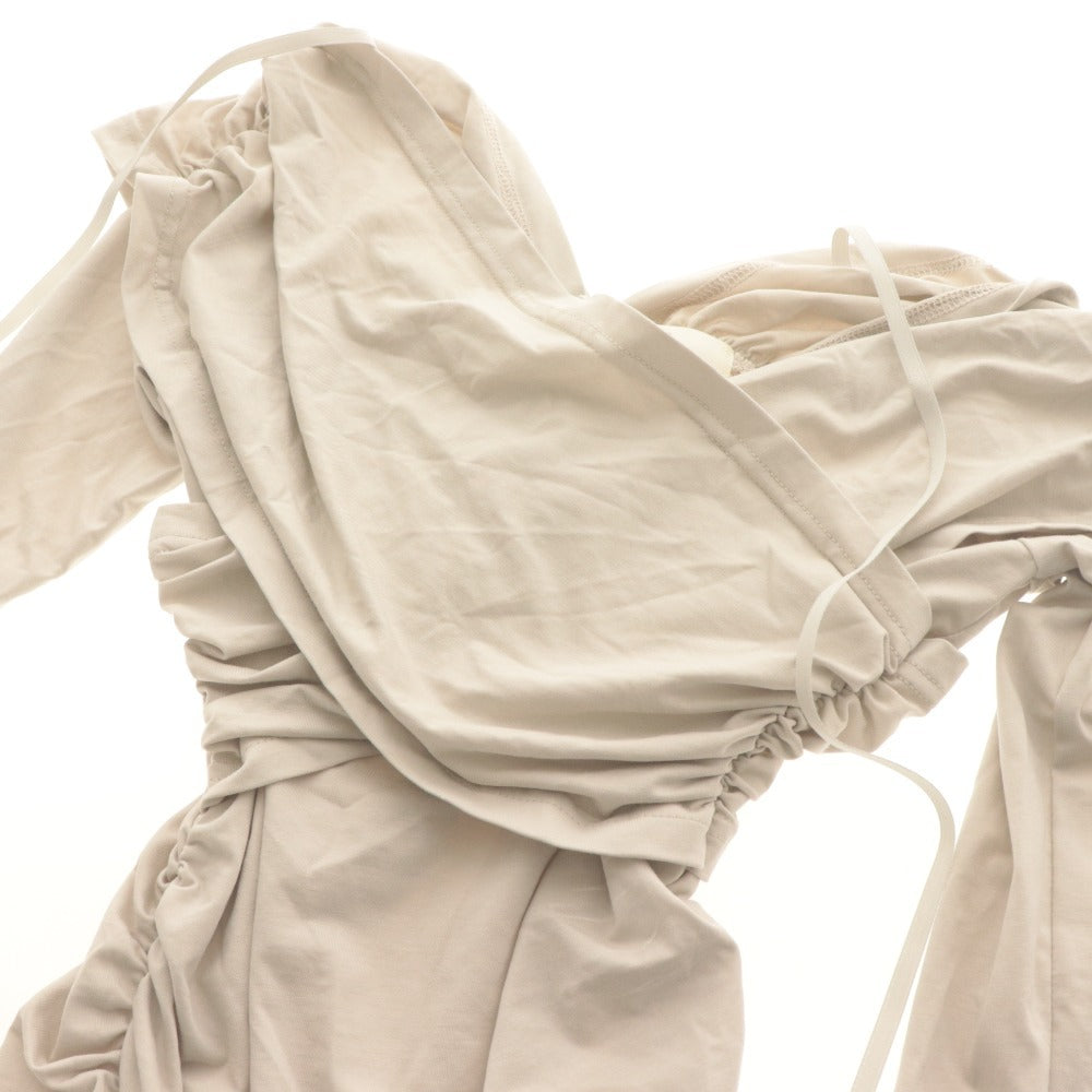 ■ YILON イロン ギャザートップス ブラウス 長袖 Lace gather tops レース レディース F ライトベージュ系 美品