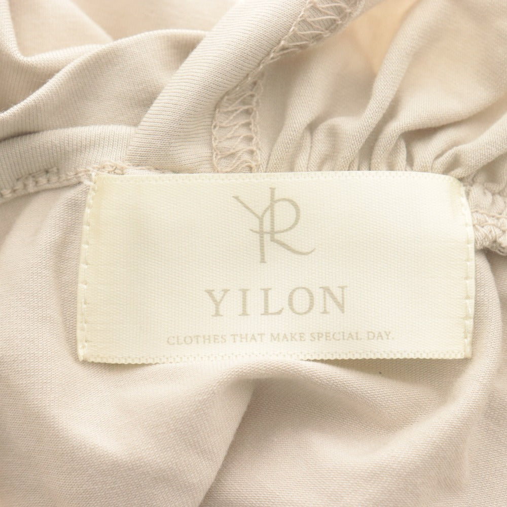 ■ YILON イロン ギャザートップス ブラウス 長袖 Lace gather tops レース レディース F ライトベージュ系 美品