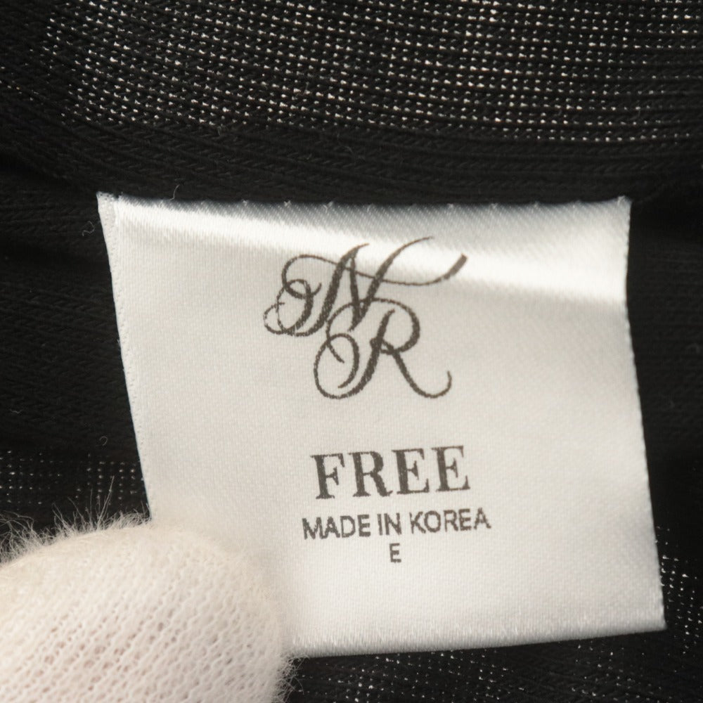 ■ NOT YOUR ROSE ノットユアローズ ショートカーディガン ブラウス 長袖 トップス ニット フロントかぎホック レディース FREE 黒 紐付き