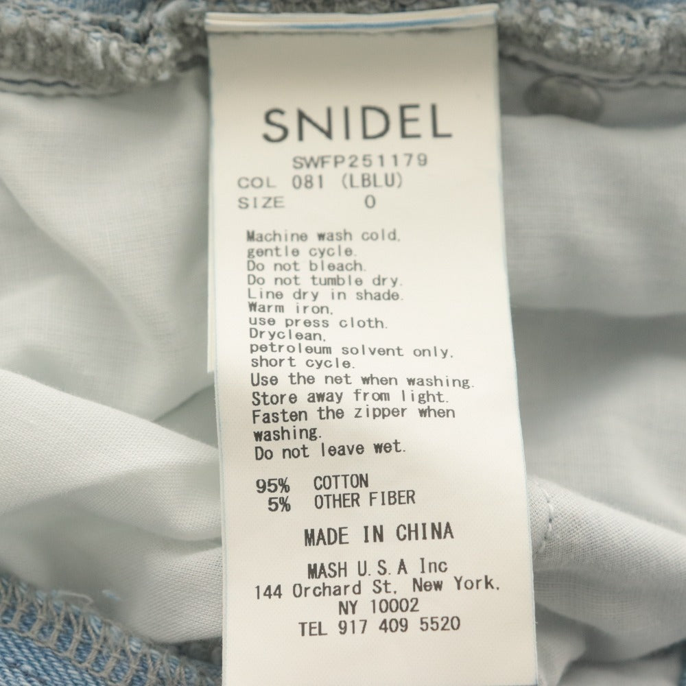 ■ SNIDEL スナイデル パンツ Sustainaスカートライクデニム ジーンズ ボトムス レディース 0 (XS～S相当) ライトブルー タグ付き 未使用
