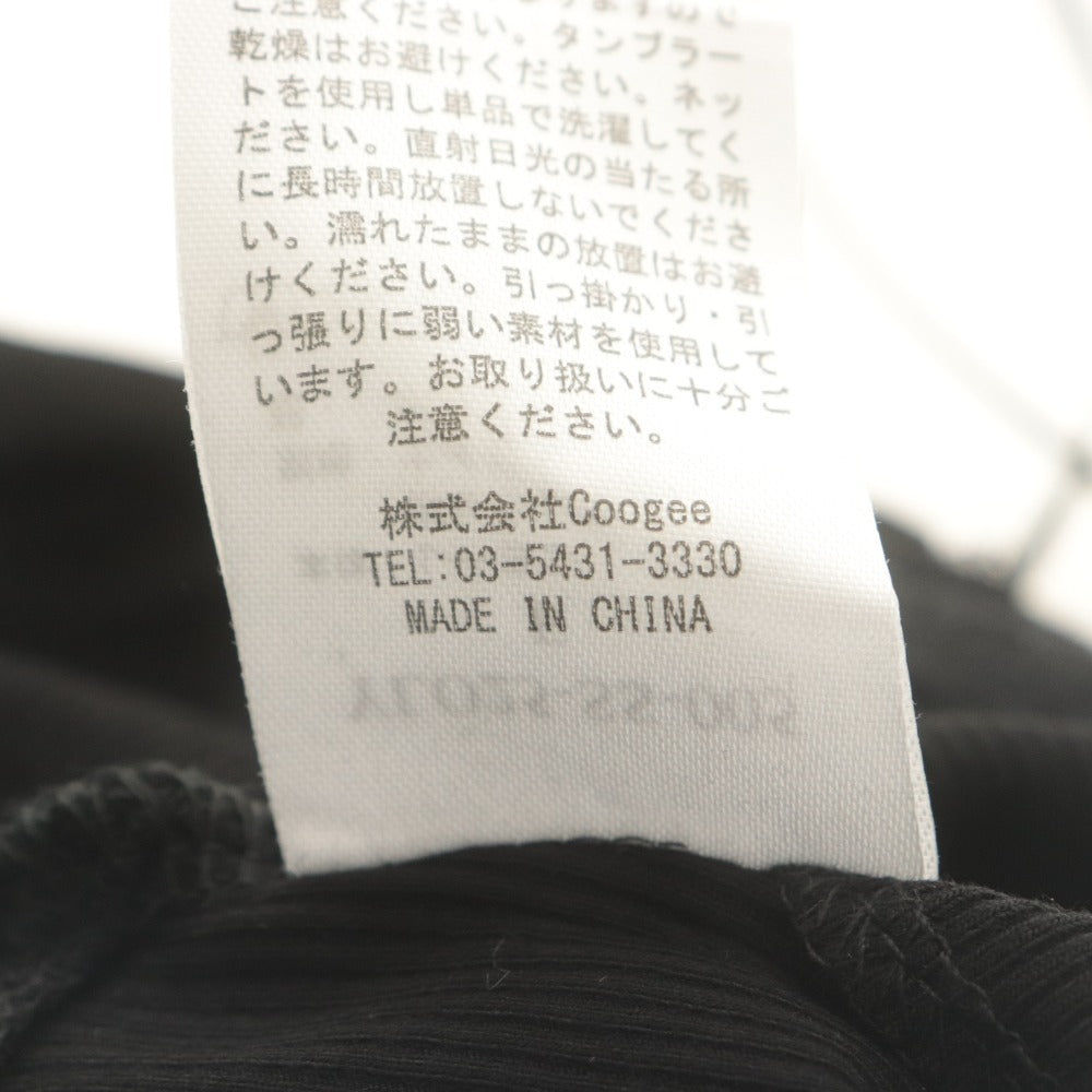 ■ YILON イロン カットソー ショート丈 長袖 トップス レース 韓国ファッション 胸紐 レディース F 黒 ブラック