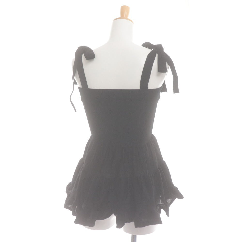 ■ FRAY I.D Top Bear Top Ribbon Ruffles Knit Women's One Size Black With Tags Unused