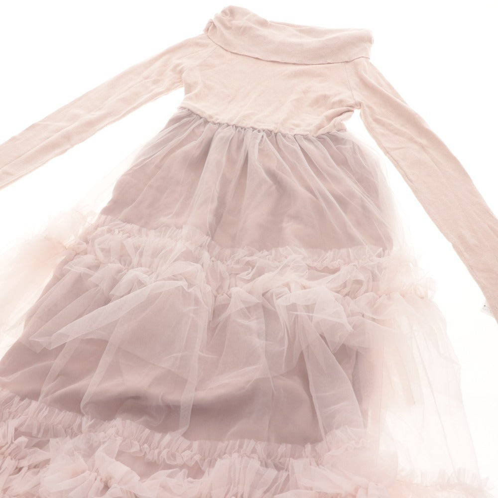 ■ Mistreass MISTREASS Dress Long-Sleeve Off-Shoulder Ruffle Tulle Women's One Size Pink Beige With Tags Unused