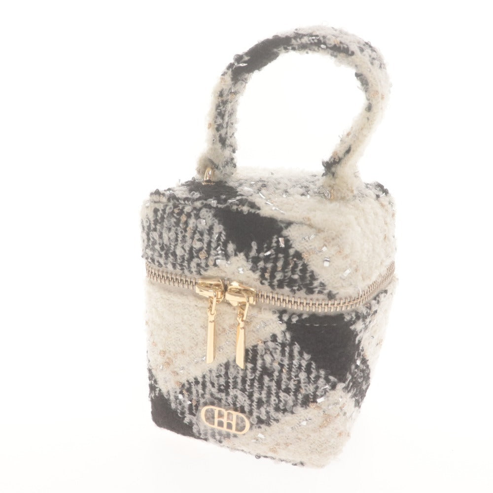 ■ M me eme Vanity Pouch and Headband 2-Piece Set, Bulk Lot, Checkered Tweed, White/Black Tones