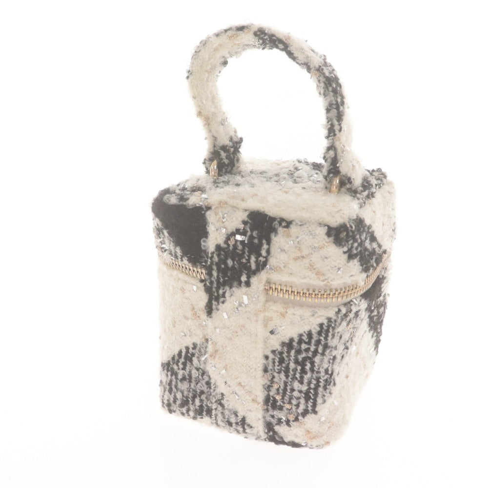 ■ M me eme Vanity Pouch and Headband 2-Piece Set, Bulk Lot, Checkered Tweed, White/Black Tones