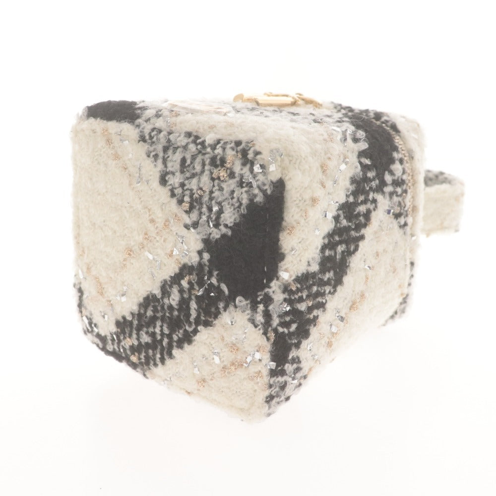 ■ M me eme Vanity Pouch and Headband 2-Piece Set, Bulk Lot, Checkered Tweed, White/Black Tones