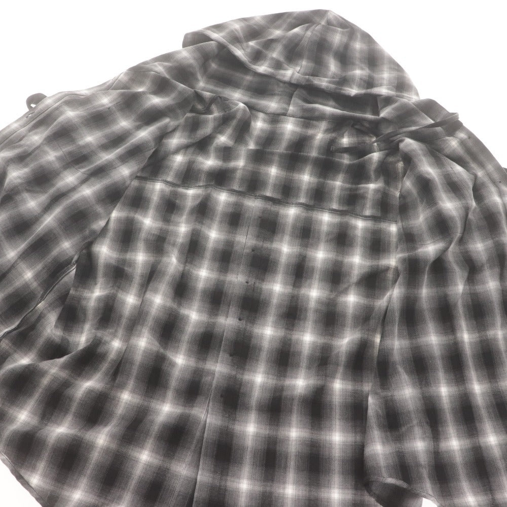 ■ フィクショントーキョー FICTION TOKYO ロングシャツ トップス チェック フード レディース フリー ブラック系 タグ付き 未使用