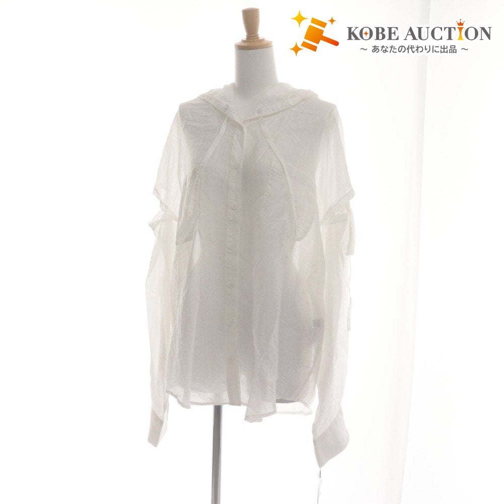 ■ フィクショントーキョー FICTION TOKYO ロングシャツ トップス フード レディース フリー ホワイト タグ付き 未使用
